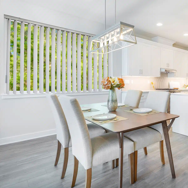 vertical blinds in dining room